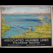 Original LNER Railway Poster Associated Humber Lines Steamship Routes By Montague Birrell Black