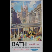 Original Railway Poster Bath The Georgian City Abbey And Pump Room Travel By Train By Gordon Nicoll