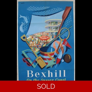 Original Railway Poster Bexhill On The Sussex Coast De La Warr Pavilion By Pat Nevin