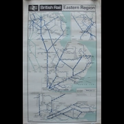 Original Railway Poster British Rail Eastern Region Network System Map 1966