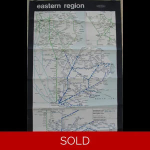 Original Railway Poster British Railways Eastern Region Network System Map 1963
