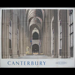 Original Railway Poster Canterbury Cathedral The Nave Looking East By Frederick Halford Coventry