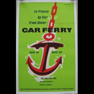 Original Railway Poster Car Ferry To France By Car From Dover By Kenneth Bromfield