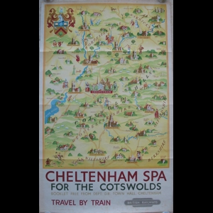 Original Railway Poster Cheltenham Spa For The Cotswolds Travel By Train By Kerry Lee
