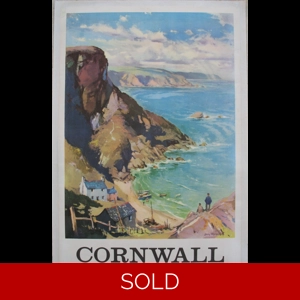 Original Railway Poster Cornwall Coast Travel By Train By Jack Merriott