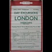 Original Railway Poster Day Excursions to London Ideal Home Exhibition Olympia From Grantham