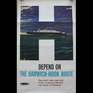 Original Railway Poster Depend On The Harwich Hook Route