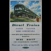 Original Railway Poster Diesel Trains Faster Cleaner More Comfortable Bury Bacup And Intermediate Stations By Barber