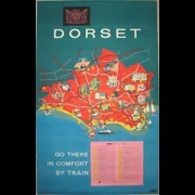 Original Railway Poster Dorset Map Go There In Comfort By Train Reginald Lander