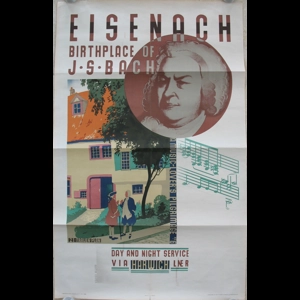 Original Railway Poster Eisenach Birthplace Of JS Bach LNER Via Harwich By Austin Cooper