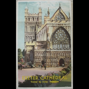 Original Railway Poster Exeter Cathedral Travel By Train By Alan Carr Linford