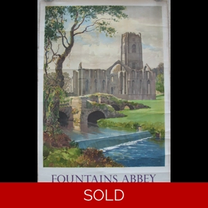 Original Railway Poster Fountains Abbey Yorkshire See Britain By Train By Gyrth Russell