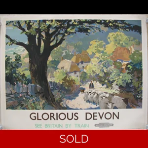 Original Railway Poster Glorious Devon See Britain By Train By Leslie Arthur Wilcox