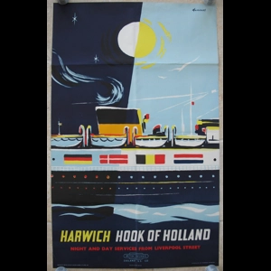 Original Railway Poster Harwich Hook of Holland By Pieter Huveneers