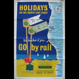Original Railway Poster Holidays On The North East Coast Its Quicker If You Go By Rail