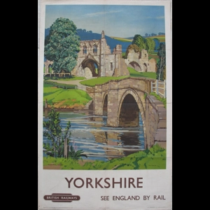 Original Railway Poster Kirkham Abbey Yorkshire See England By Rail By Freda Marston