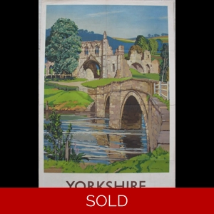 Original Railway Poster Kirkham Abbey Yorkshire See England By Rail By Freda Marston