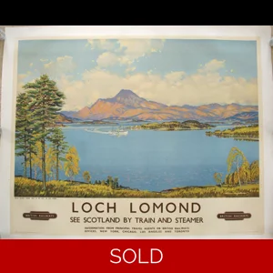 Original Railway Poster Loch Lomond British Railways Steamer Maid Of The Loch On Loch Lomond See Scotland by Train and Steamer By Alasdair Macfarlane