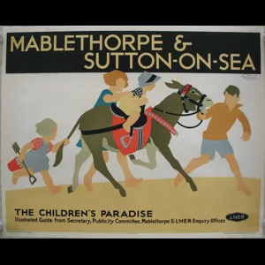 Original LNER Railway Poster Mablethorpe And Sutton On Sea The Childrens Paradise Donkey By Tom Purvis