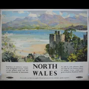 Original Railway Poster North Wales Delightful Resorts Golden Sands Snowdonia By Leslie Arthur Wilcox