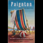 Original Railway Poster Paignton South Devon The Family Resort Of Picturesque Torbay Deckchair By Reginald Lander