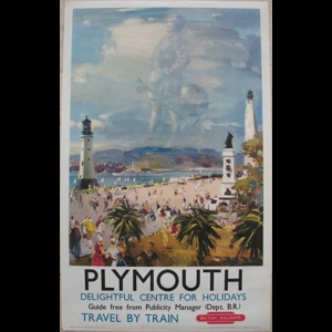Original Railway Poster Plymouth Delightful Centre For Holidays Travel By Train Sir Francis Drake