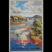 Original Railway Poster River Findhorn Near Forres See Scotland By Train By Jack Merriott