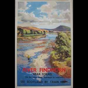 Original Railway Poster River Findhorn Near Forres See Scotland By Train By Jack Merriott