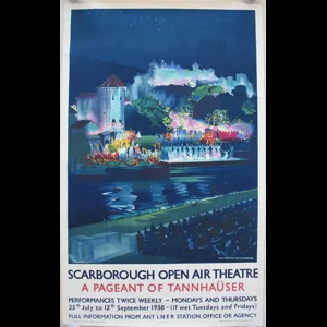 Original Railway Poster Scarborough Open Air Theatre A Pageant Of Tannhauser LNER By Frank Mason