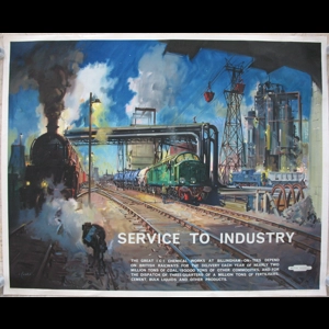 Original Railway Poster Service to Industry ICI Billingham Chemical Works South Grid Sidings By Terence Cuneo