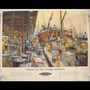 Original Railway Poster Service To The Fishing Industry Landing The Catch At St Andrews Dock Hull By Jack Merriott