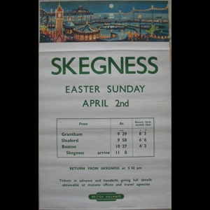 Original Railway Poster Skegness Excursion Illuminations Easter Sunday 1961 By George Ayling