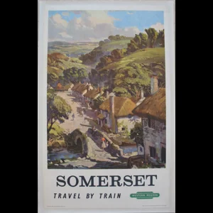 Original Railway Poster Somerset Travel By Train Leslie By Arthur Wilcox