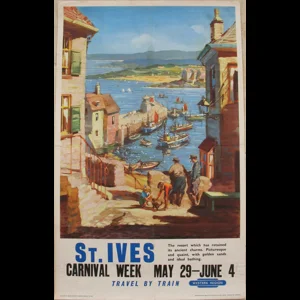 Original Railway Poster St Ives Carnival Week May 29 To June 4 Travel By Train By John Power