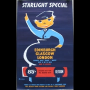 Original Railway Poster Starlight Special Edinburgh Glasgow London By Pieter Huveneers