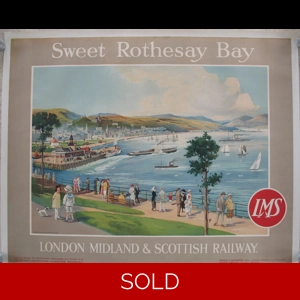 Original Railway Poster Sweet Rothesay Bay London Midland And Scottish Railway