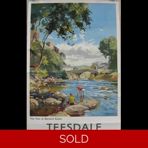 Original Railway Poster Teesdale The Tees At Barnard Castle See Britain By Train By Jack Merriott