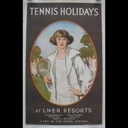 Original Railway Poster Tennis Holidays At LNER Resorts By Lewis Baumer