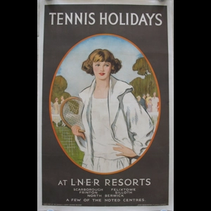 Original Railway Poster Tennis Holidays At LNER Resorts By Lewis Baumer