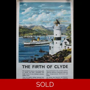 Original Railway Poster The Firth Of Clyde Cloch Lighthouse By John S Smith