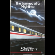 Original Railway Poster The Journey Of A Nightime Intercity Sleeper Swallow Train Moon Mountains