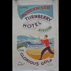 Original Railway Poster The Modernised Turnberry Hotel Ayrshire For Glorious Golf LMS Hotels