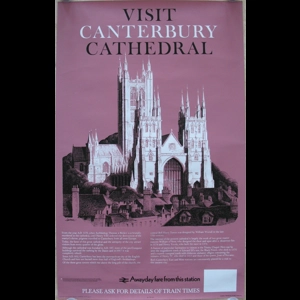 Original Railway Poster Visit Canterbury Cathedral By Reginald Lander