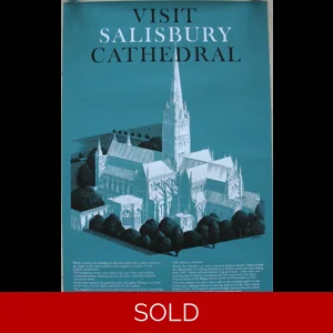 Original Railway Poster Visit Salisbury Cathedral By Reginald Lander