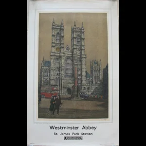 Original London Transport Underground Poster Westminster Abbey St James Park Station Colour Etching By Louis Whirter