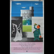 Original London Transport Poster Conducted Coach Tours Green Line Windsor Castle By John Bainbridge