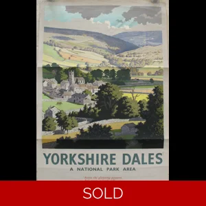 Original Railway Poster Yorkshire Dales A National Park Area Travel By Train By Ronald Lampitt