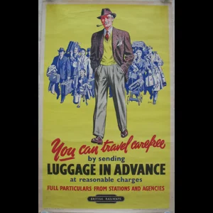 Original Railway Poster You Can Travel Carefree By Sending Luggage In Advance By Harry Riley