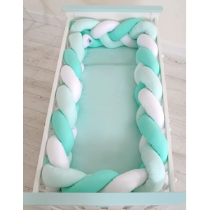 Obroba za posteljico, kitka BUMPER - mint, turkizna, bela