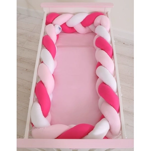 Obroba za posteljico, kitka BUMPER - pink, roza, bela